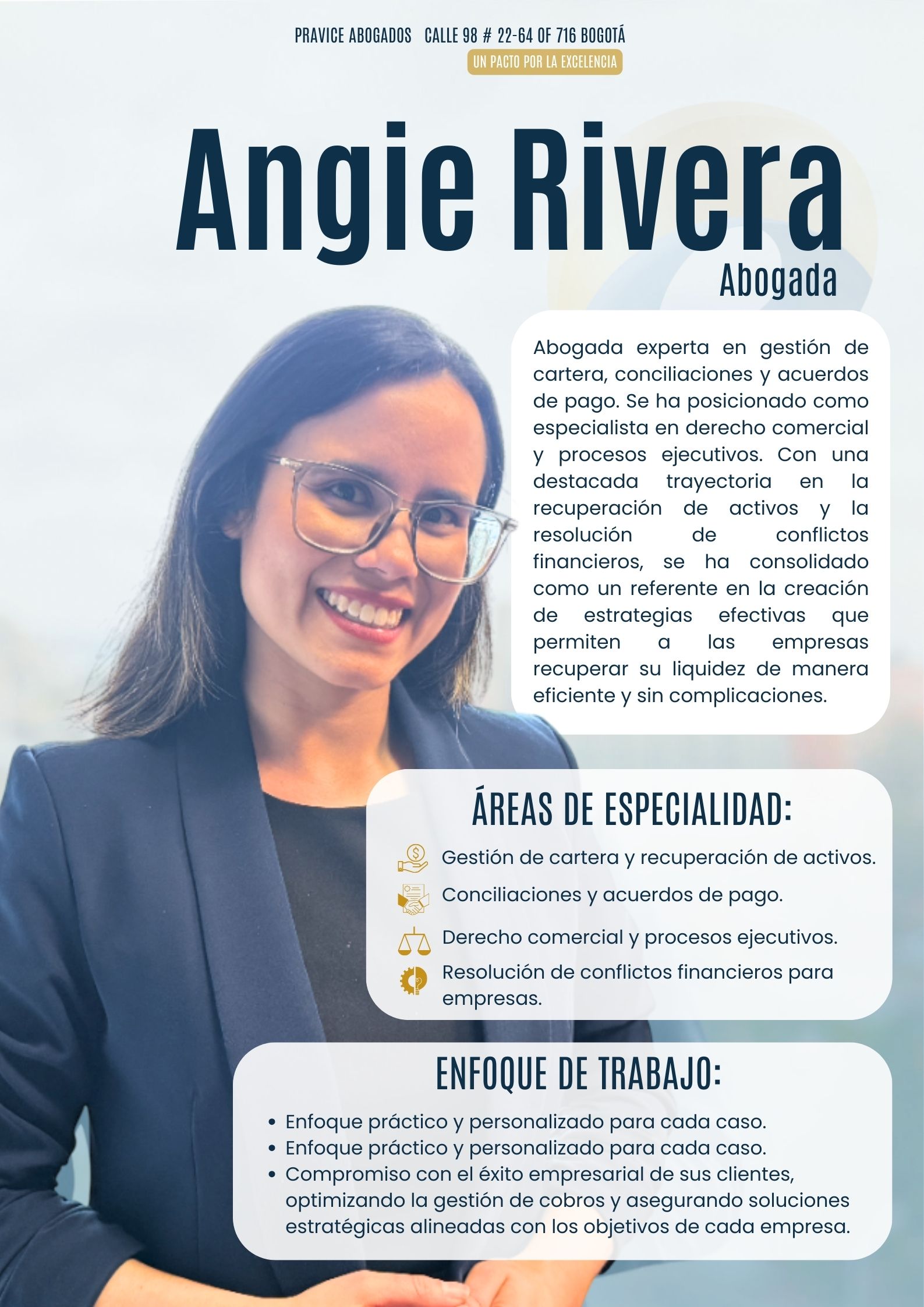 Angie Rivera abogada en derecho comercial en Bogotá Colombia